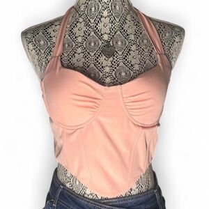 Elegant Pink /peach Women's corset style crop Top